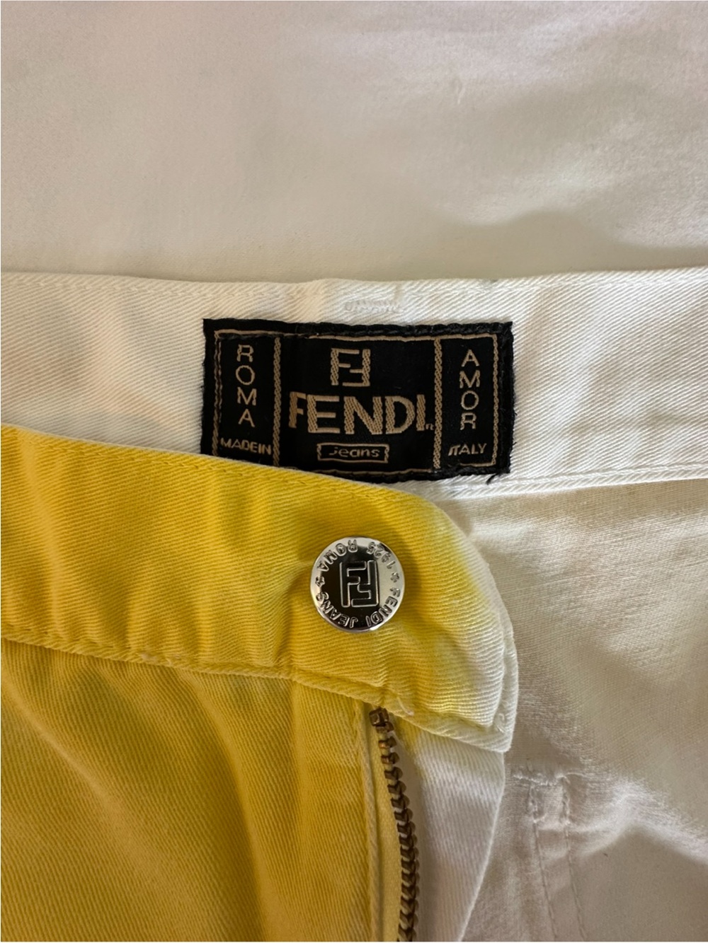 Fendi Women’s Yellow and White Boot Cut Jeans